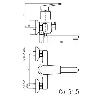 Смеситель для ванны Rav Slezak Colorado CO151.5 Хром